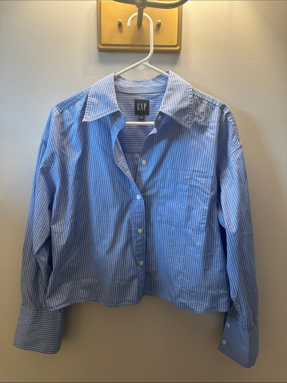 GAP Light Blue & White Striped Casual Button-Down Shirt